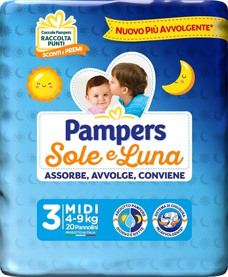 Pampers Sole Luna Pannolini Taglia 3 Midi (4-9 kg) 20 Pezzi-2