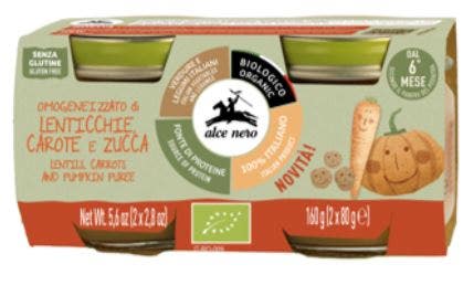 Alce Nero Omogeneizzato Lenticchie Carote E Zucca 2x80g-1