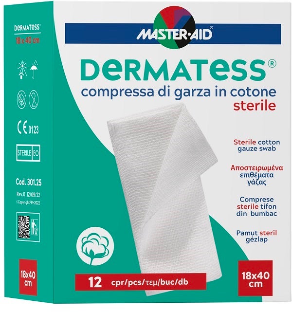 Master Aid Dermatess Garze Cotone 18x40 12 Pezzi-2