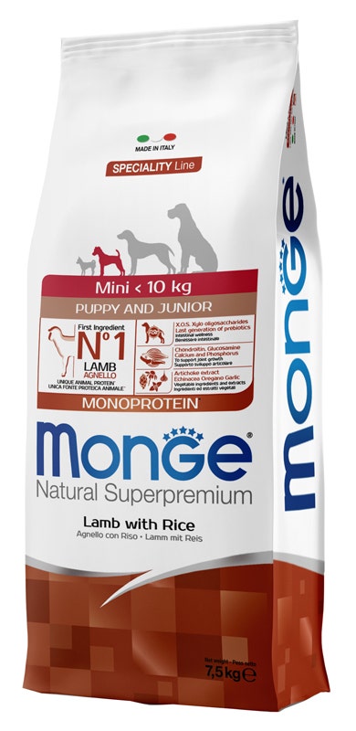 Monge Natural Superpremium Mini Monoprotein Agnello Con Riso Secco Cani Cuccioli Taglia Mini Sacco 7,5kg-2