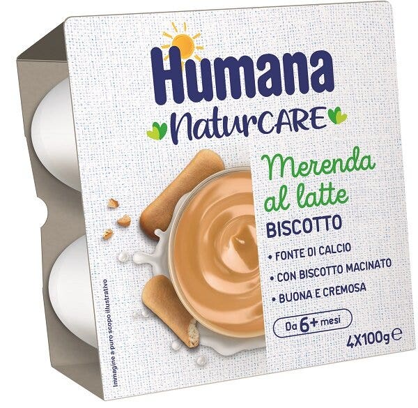 Humana Merenda Al Latte Gusto Biscotto 4x100g-1