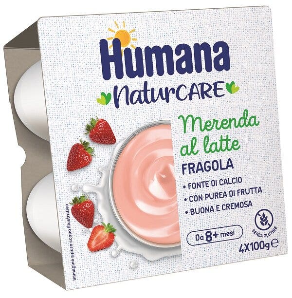 Humana Merenda Al Latte Gusto Fragola 4x100g-1