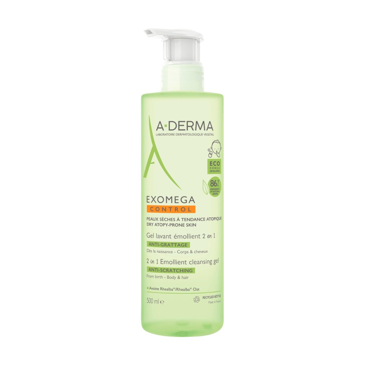 A-Derma Exomega Control Gel Detergente Emolliente 2 In 1 500ml-2