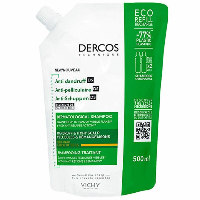 Vichy Dercos Shampoo Antiforfora DS Capelli Secchi Eco ricarica 500 ml-1