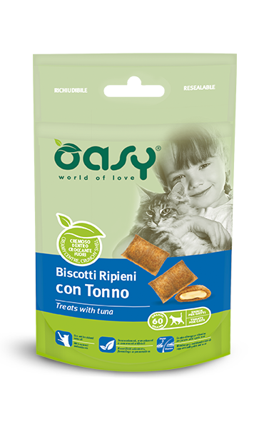 Oasy Biscotti Ripieni Con Tonno Per Gatti 60g-2
