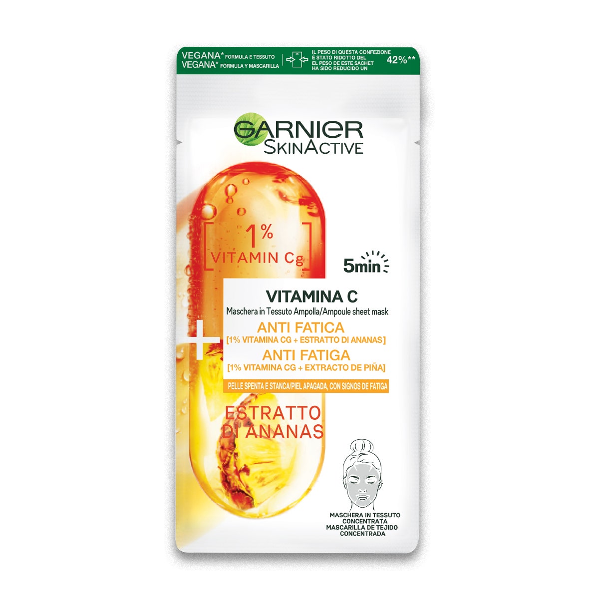 Garnier Maschera In Tessuto Ampolla Illuminante Estratto Ananas /Vitamina C1 Pezzo - 1