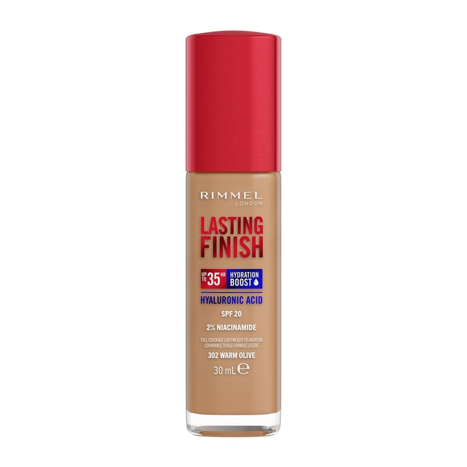 Rimmel Fondotinta Lasting Finish 35h Con Acido Ialuronico 302 Warm Olive 30ml-1