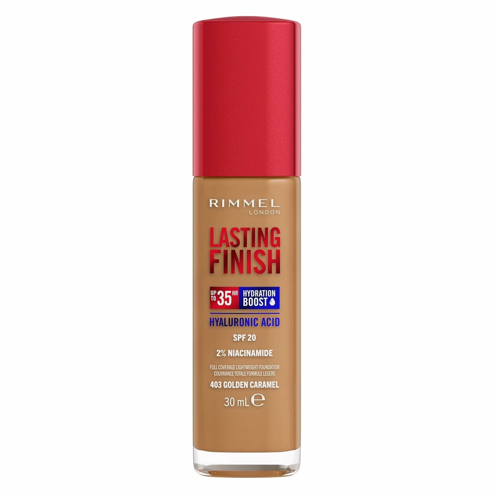 Rimmel Fondotinta Lasting Finish 35h Con Acido Ialuronico 403 Golden Caramel 30ml-1