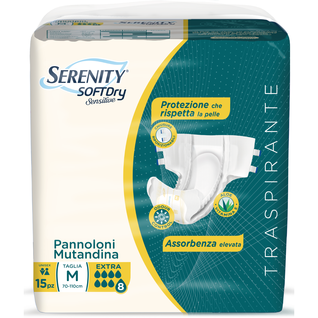 Serenity Soft Dry Sensitive Pannolone Mutandina Extra Taglia M 15 Pezzi-2