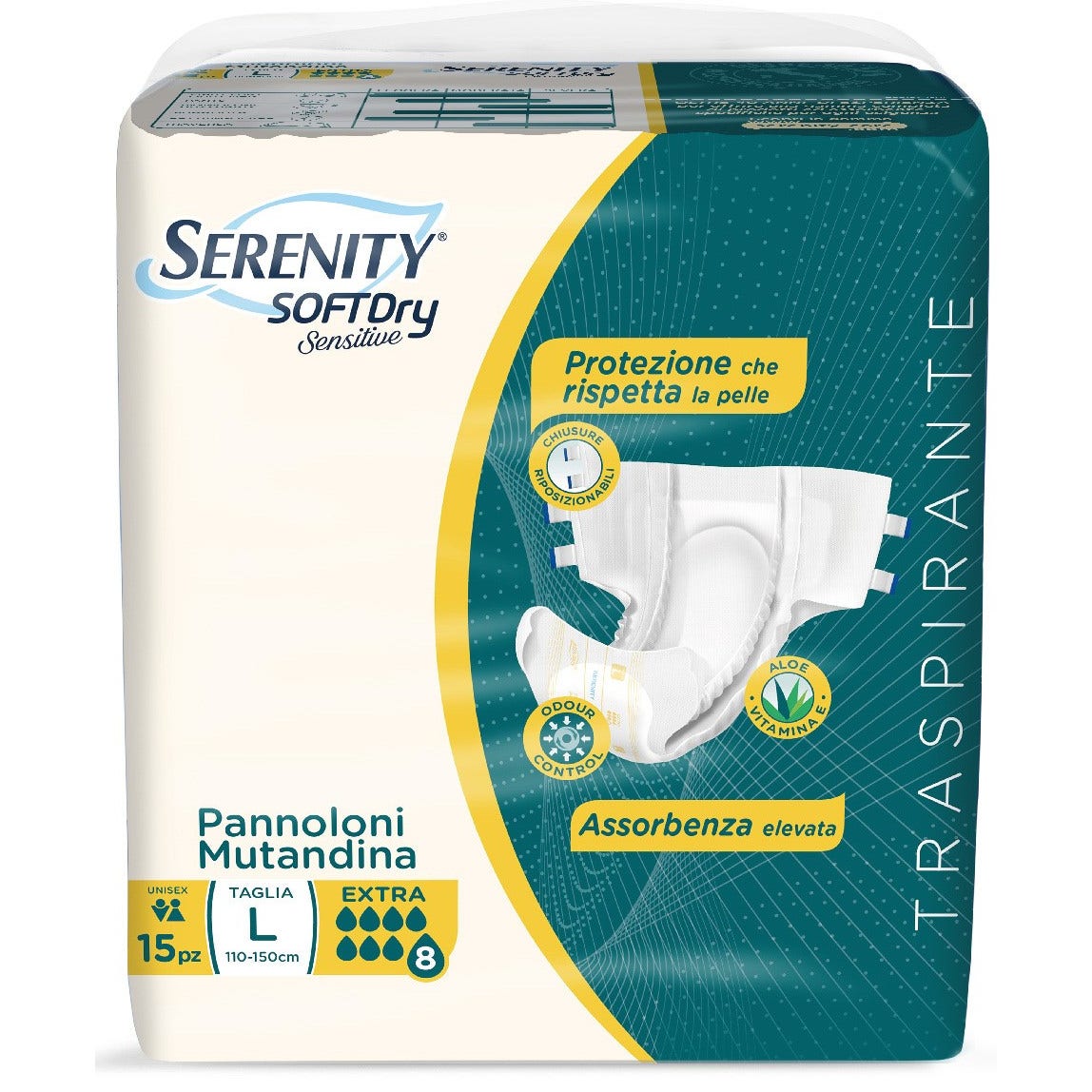 Serenity Soft Dry Sensitive Pannolone Mutandina Extra Taglia L 15 Pezzi-2