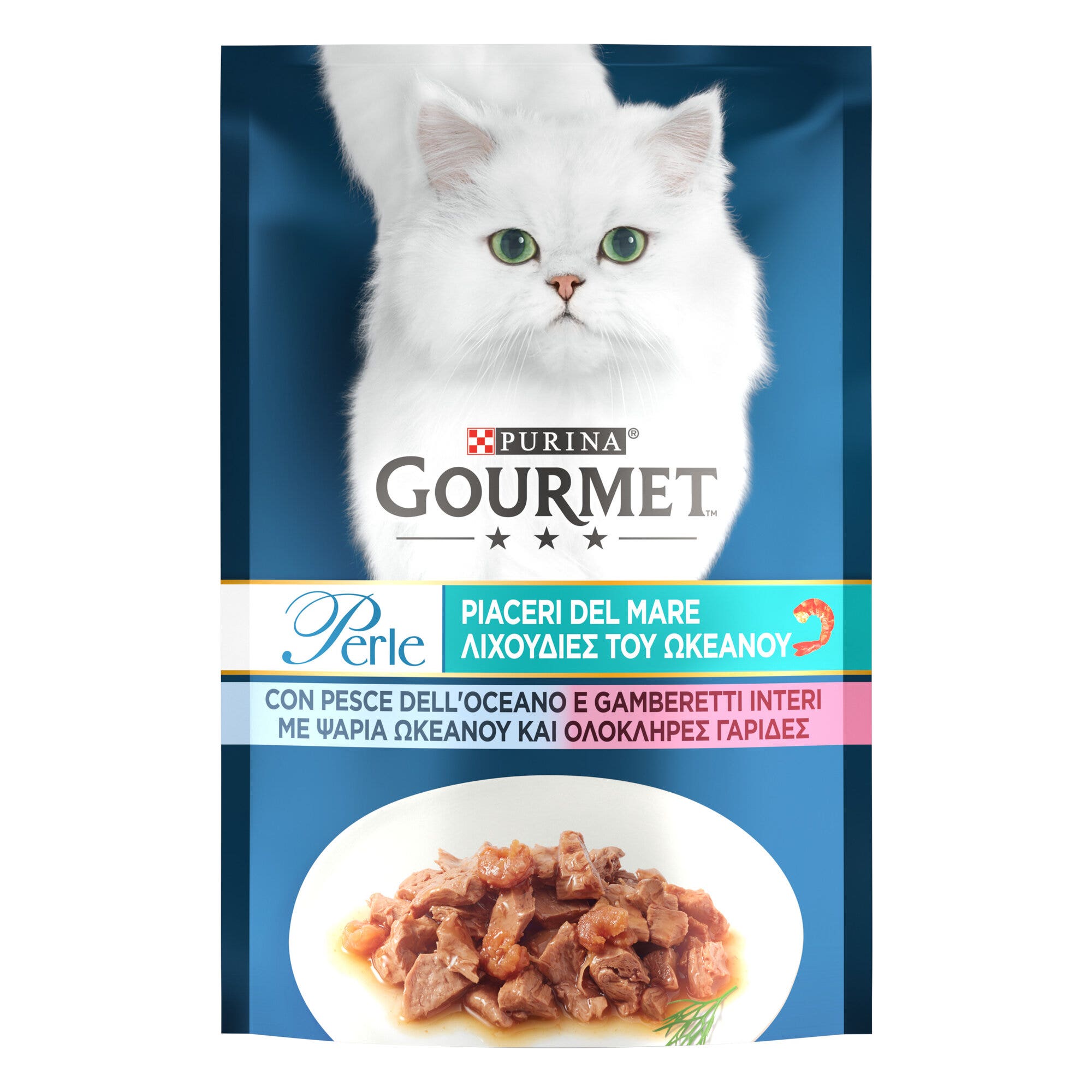 Purina Gourmet Perle Piaceri del Mare Filettini in Salsa Pesce dell'Oceano e Gamberetti 85g-1