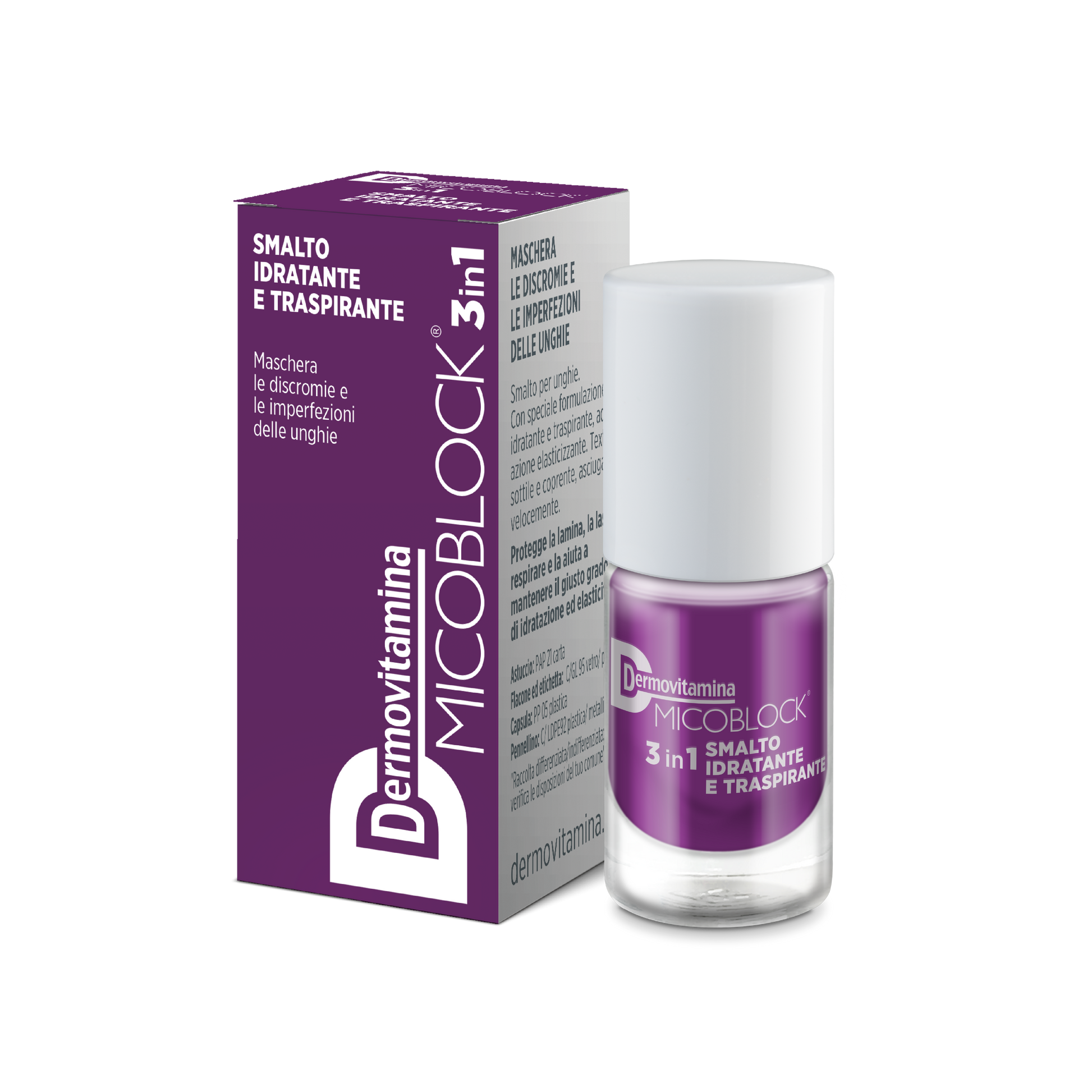 Dermovitamina Micoblock 3 In 1 Smalto Idratante E Traspirante Viola 5ml - 2