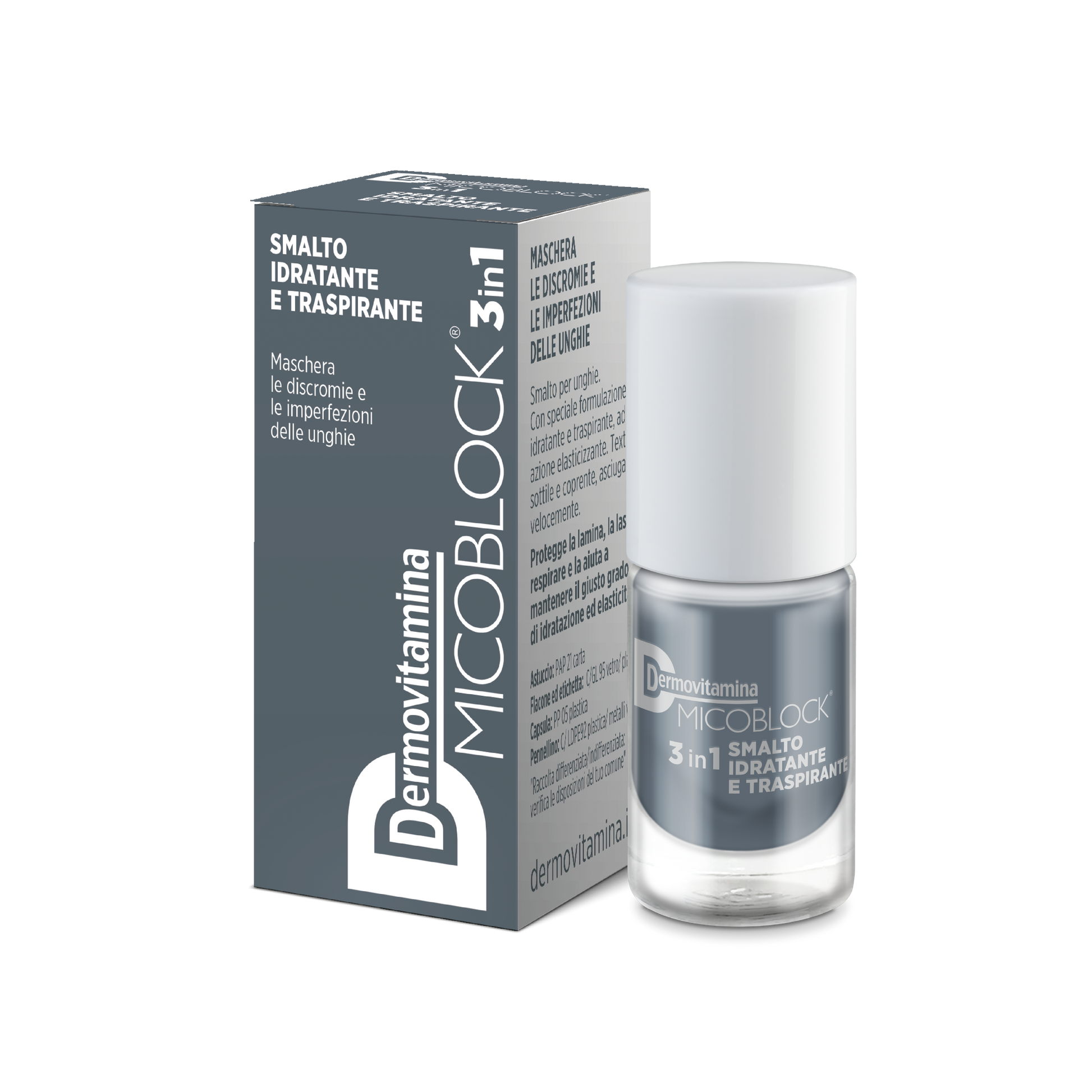 Dermovitamina Micoblock 3 In 1 Smalto Idratante E Traspirante Grigio 5ml - 2