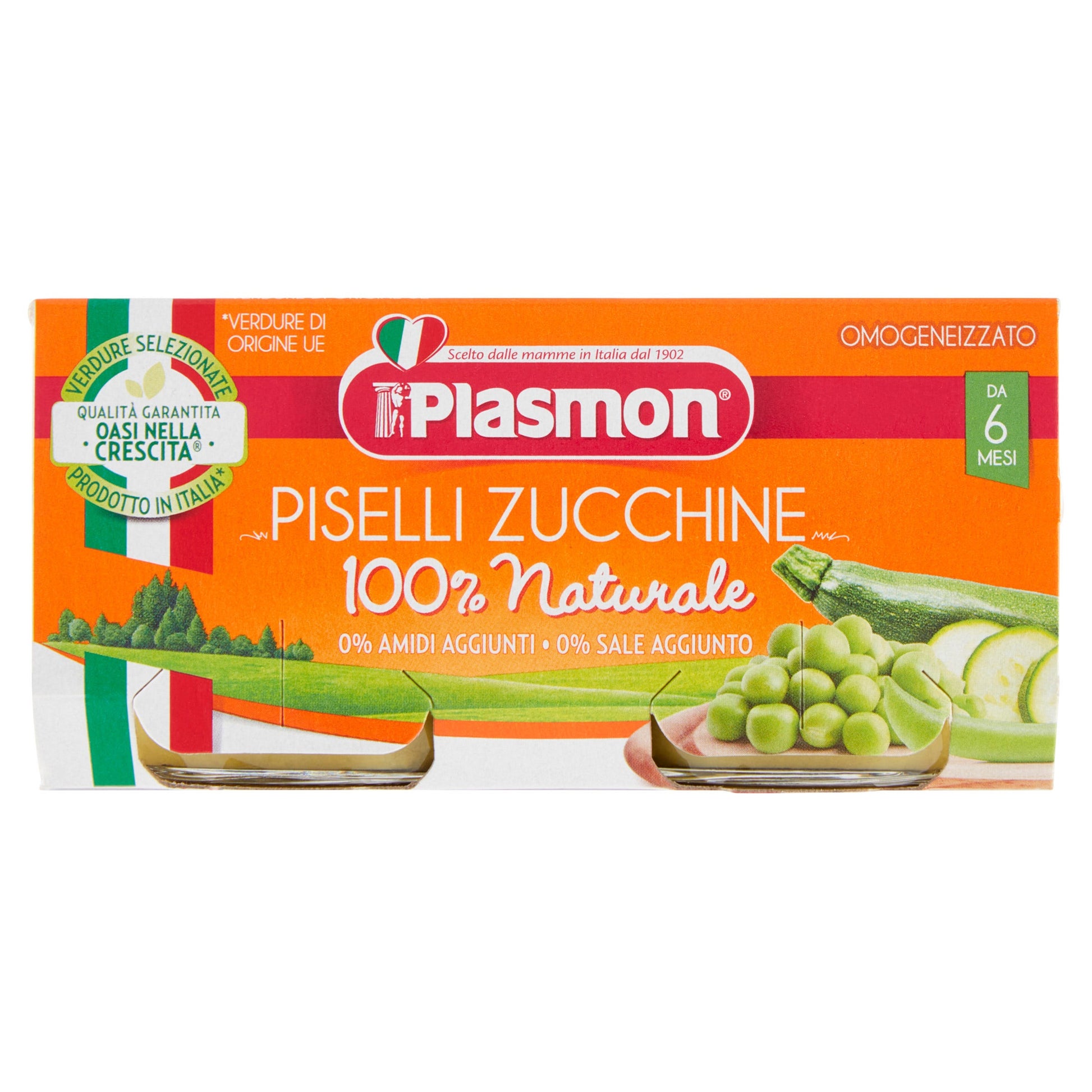 Plasmon Omogeneizzato Piselli Zucchine 6M+ 2x80g  - 2