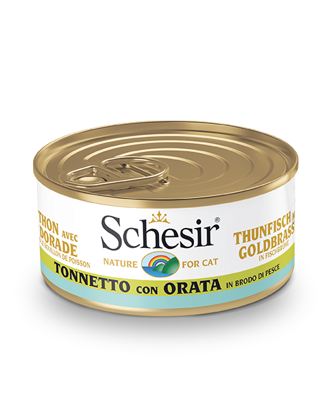 Schesir Tonnetto Con Orata In Brodo Di Pesce Lattina Cibo Umido Gatto Adulto 70g-2