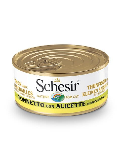 Schesir Tonnetto Con Alicette Lattina Cibo Umido Gatto Adulto 70g-1