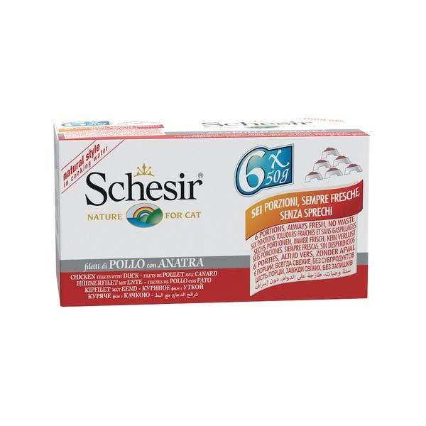 Schesir Multipack Lattina Filetti Di Pollo Con Anatra Cibo Umido Gatto 6x50g-3