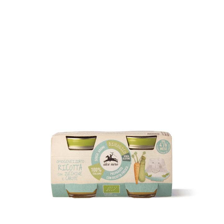 Alce Nero Baby Food Omogeneizzato Ricotta Con Zucchine E Carote Bio 2x80g - 2