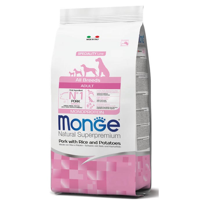 Monge Maiale Riso E Patate Cibo Secco Per Cani Adulti Sacco 2,5 Kg-1