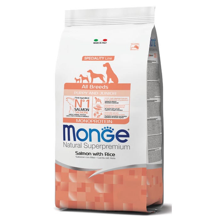 Monge Salmone E Riso Cibo Secco Per Cani Cuccioli Sacco 800g-1