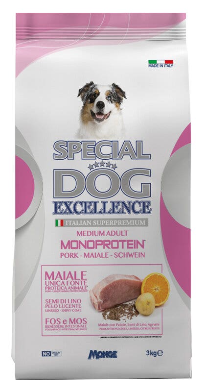 Special Dog Excellence Monoproteico Cibo Secco Maiale E Patate Per Cani Adulti Taglia Media 3kg-1