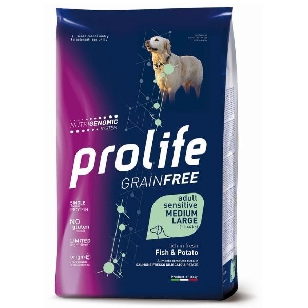Prolife Grain Free Adult Sensitive Fish & Potato Cibo Secco Per Cani Taglia Media/Grande Sacco 2,5 Kg-2