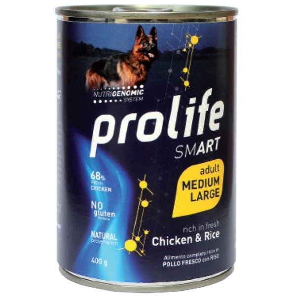 Prolife Smart Pollo Fresco Con Riso Cibo Umido Per Cani Adulti Taglia Medio/Grande Lattina 800g-2