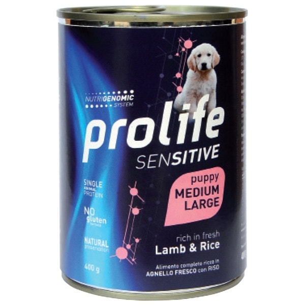 Prolife Sensitive Agnello Fresco Con Riso Cibo Umido Per Cuccioli Taglia Media/Grande Lattina 400g-2