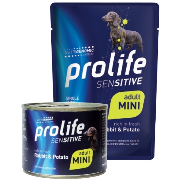 Prolife Sensitive Coniglio Con Patate Cibo Umido Per Cani Adulti Taglia Mini Lattina 200g-2