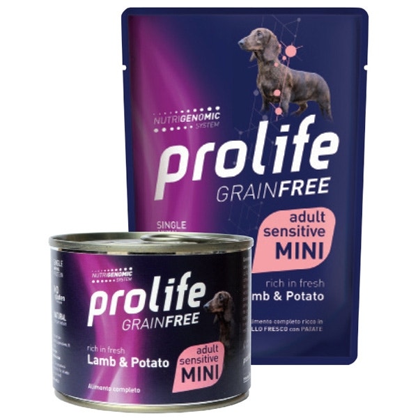 Prolife Grain Free Agnello Fresco Con Patate Cibo Umido Per Cani Adulti Taglia Mini Lattina 200g-2