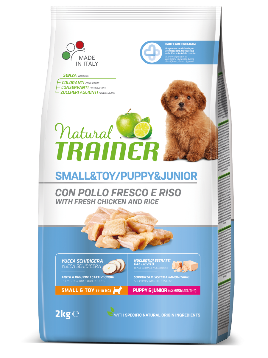 Natural Trainer Crocchette Pollo Fresco Per Cuccioli Taglia Piccola Sacco 2kg-3