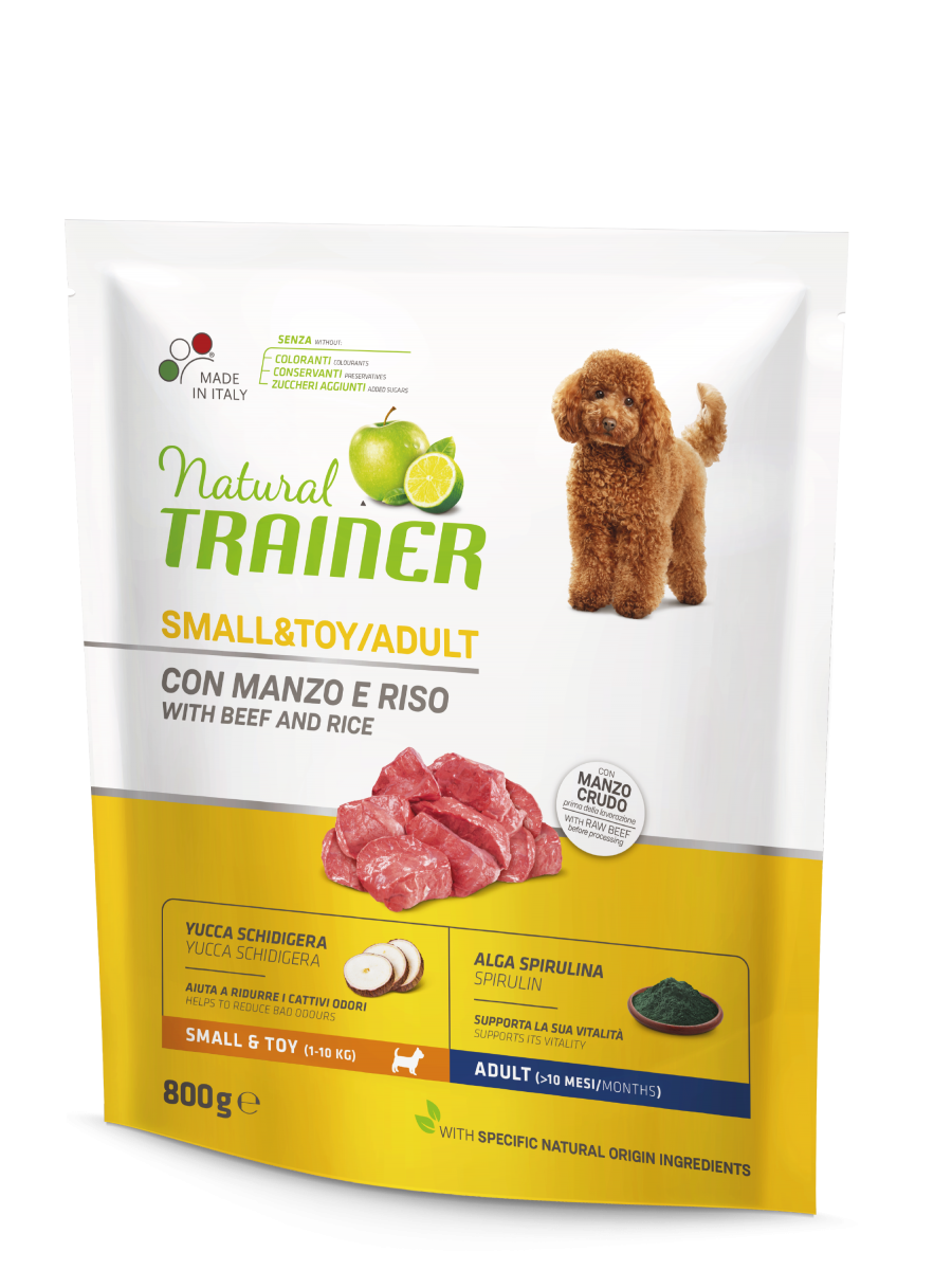 Natural Trainer Crocchette Manzo/Riso Per Cani Adulti Taglia Piccola Sacco 800g-3