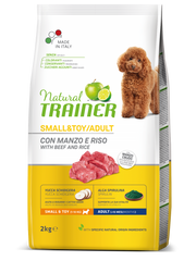 Natural Trainer Crocchette Manzo/Riso Per Cani Adulti Taglia Piccola Sacco 2kg-3