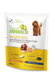 Natural Trainer Crocchette Prosciutto Crudo/Riso Per Cani Adulti Taglia Piccola Sacco 800g-3