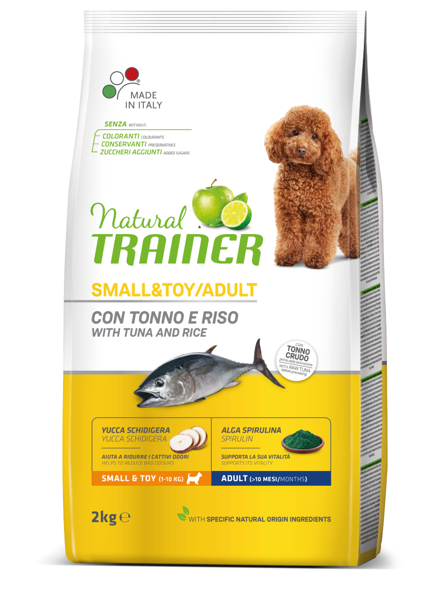 Natural Trainer Crocchette Tonno/Riso Per Cani Adulti Taglia Piccola Sacco 2kg-3