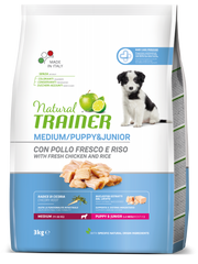 Natural Trainer Crocchette Pollo Fresco Per Cuccioli Taglia Media Sacco 3kg-3