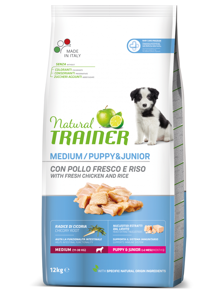 Natural Trainer Crocchette Pollo Fresco Per Cuccioli Taglia Media Sacco 12kg-3