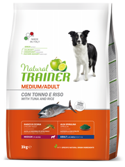 Natural Trainer Crocchette Tonno/Riso/Alga Spirulina Per Cani Taglia Media Sacco 3kg-3