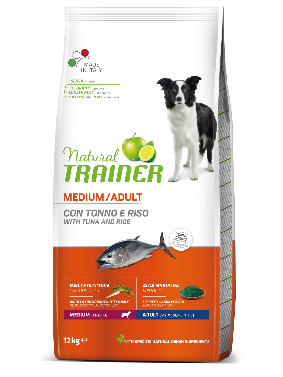 Natural Trainer Crocchette Tonno/Riso/Alga Spirulina Per Cani Taglia Media Sacco 12kg-3