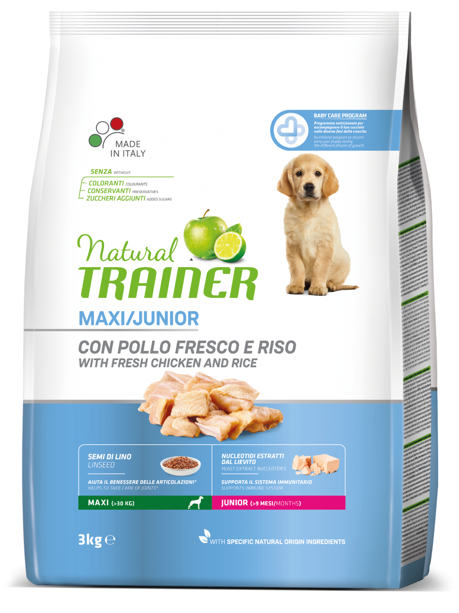 Natural Trainer Crocchette Pollo Fresco Per Cuccioli Taglia Grande <24Mesi Sacco 3kg-3