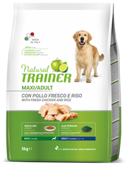 Natural Trainer Crocchette Pollo/Riso/Alga Spirulina Per Cani Adulti Taglia Grande Sacco 3kg-3