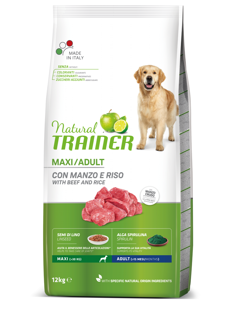 Natural Trainer Crocchette Manzo/Riso Per Cani Adulti Taglia Grande Sacco 12kg-3