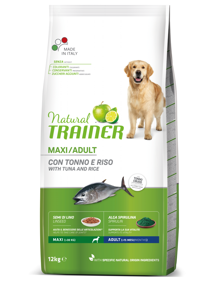Natural Trainer Crocchette Tonno/Riso/Alga Spirulina Per Cani Taglia Grande Sacco 12kg-3