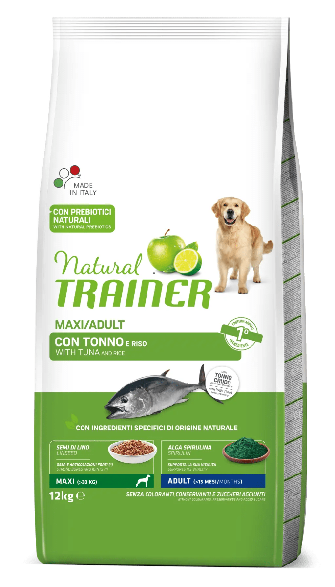 Natural Trainer Crocchette Tonno/Riso Per Cani Adulti Taglia Grande Sacco 12 Kg-2