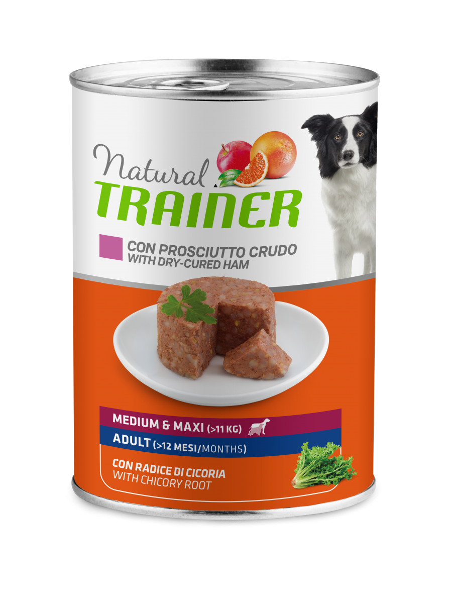 Natural Trainer Cibo Umido Prosciutto Crudo/Riso Per Cani Adulti Taglia Media/Grande Lattina 400g-3
