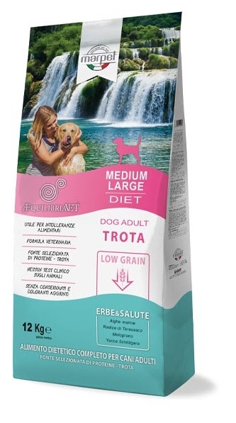 Marpet Aequilibriavet Low Grain Trota Cibo Secco Per Cani Adulti Taglia Medium Large Sacco 12 Kg-2