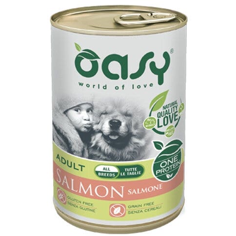 Oasy Wet Dog One Protein Salmone Cibo Umido Per Cani Adulti 400g-1