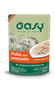 Oasy Wet Cat Pollo Con Prosciutto Cibo Umido Naturale Gatti Adulti Lattina 70g-5