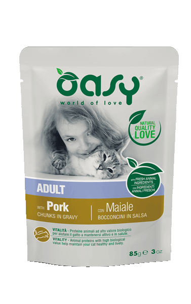 Oasy Wet Cat Bocconcini In Salsa Con Maiale Per Gatti Adulti Sterilizzati 85g-2