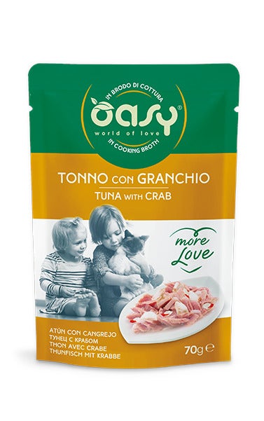 Oasy Wet Cat More Love Tonno con Granchio Cibo Umido Per Gatti Adulti 70g-2